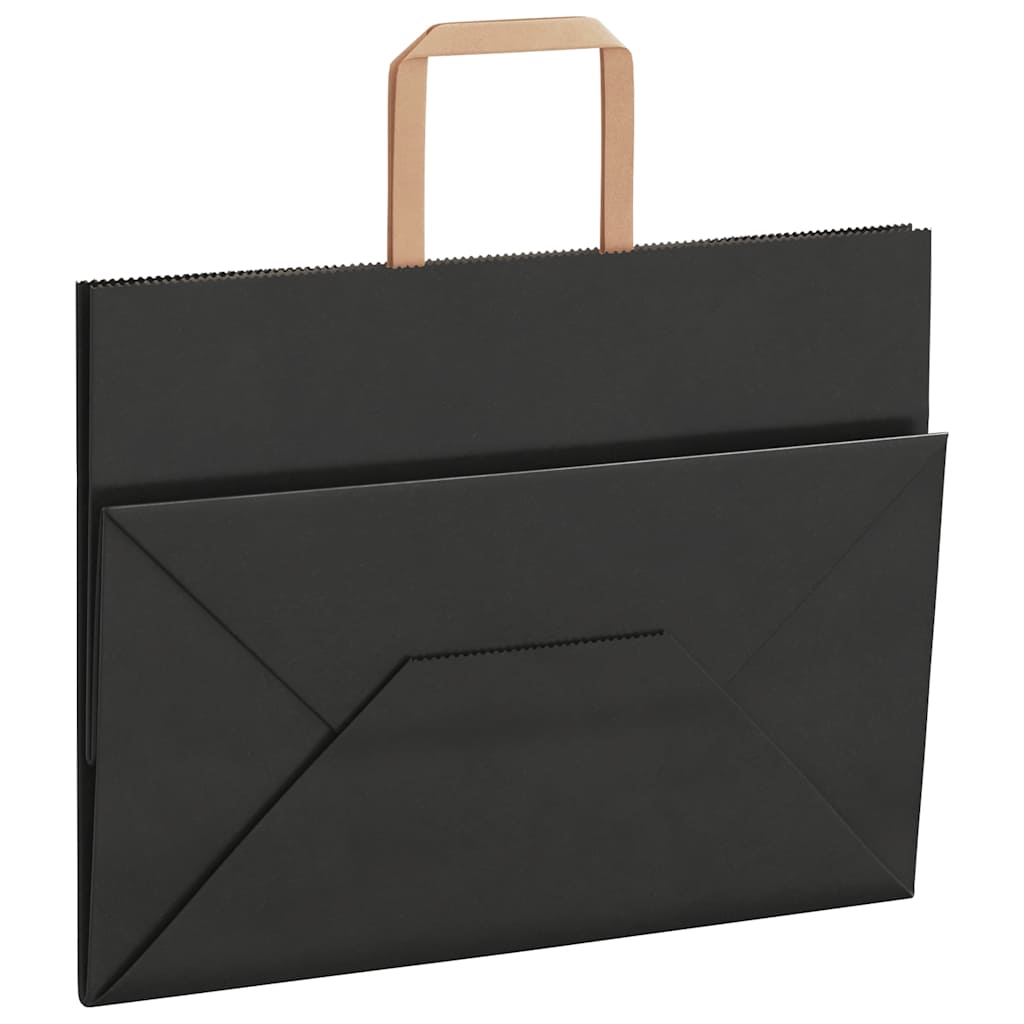 Paper Bags 250 pcs with Handles Black 32x17x25 cm
