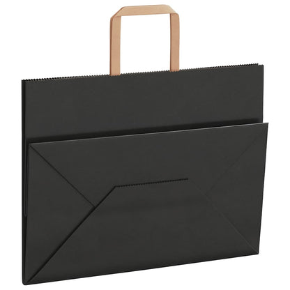 Paper Bags 250 pcs with Handles Black 32x17x25 cm