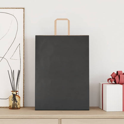 Paper Bags 250 pcs with Handles Black 32x17x44 cm