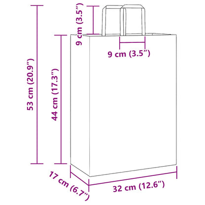 Paper Bags 250 pcs with Handles Black 32x17x44 cm
