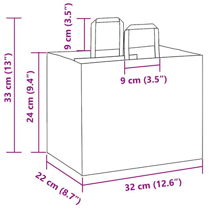 Paper Bags 250 pcs with Handles Black 32x22x24 cm