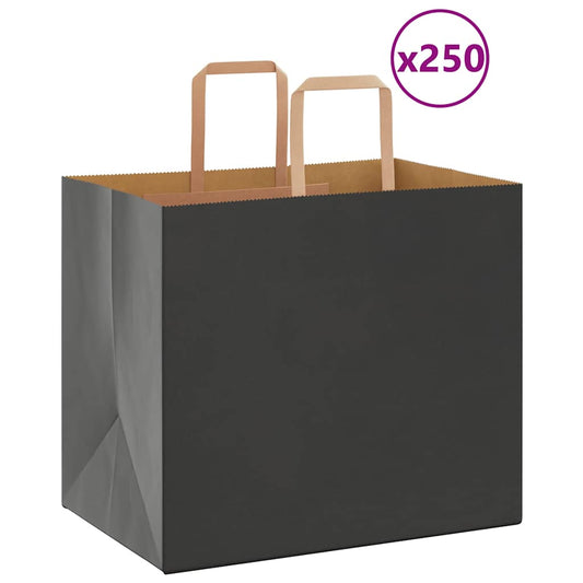 Paper Bags 250 pcs with Handles Black 32x22x28 cm
