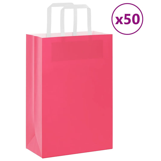 Paper Bags 50 pcs with Handles Pink 21x11x31 cm