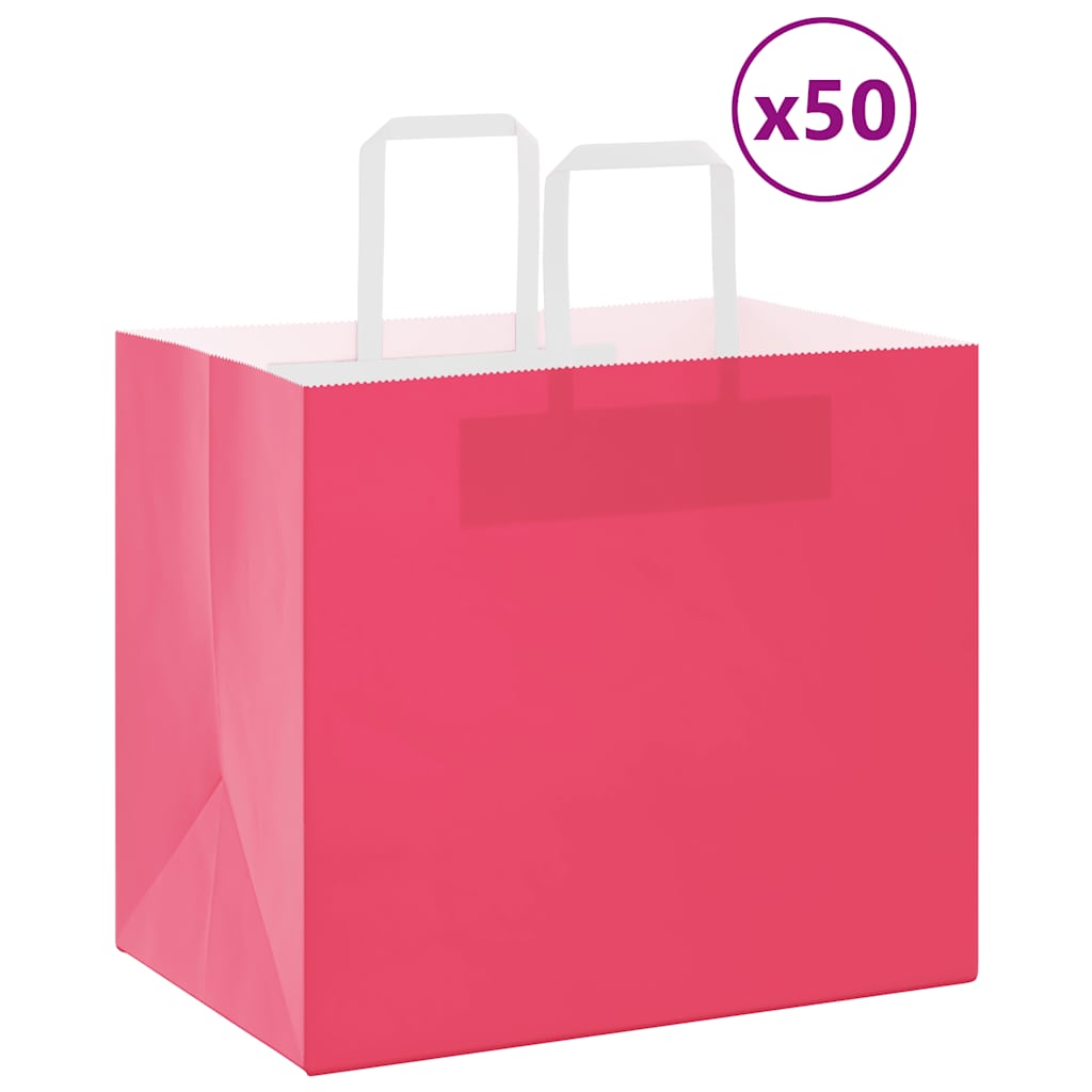 Paper Bags 50 pcs with Handles Pink 32x22x28 cm