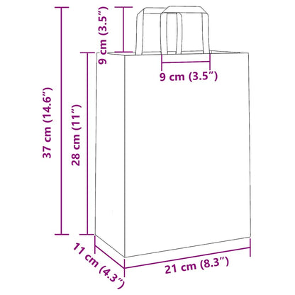 Paper Bags 250 pcs with Handles Pink 21x11x28 cm