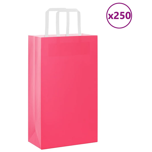 Paper Bags 250 pcs with Handles Pink 21x11x36 cm