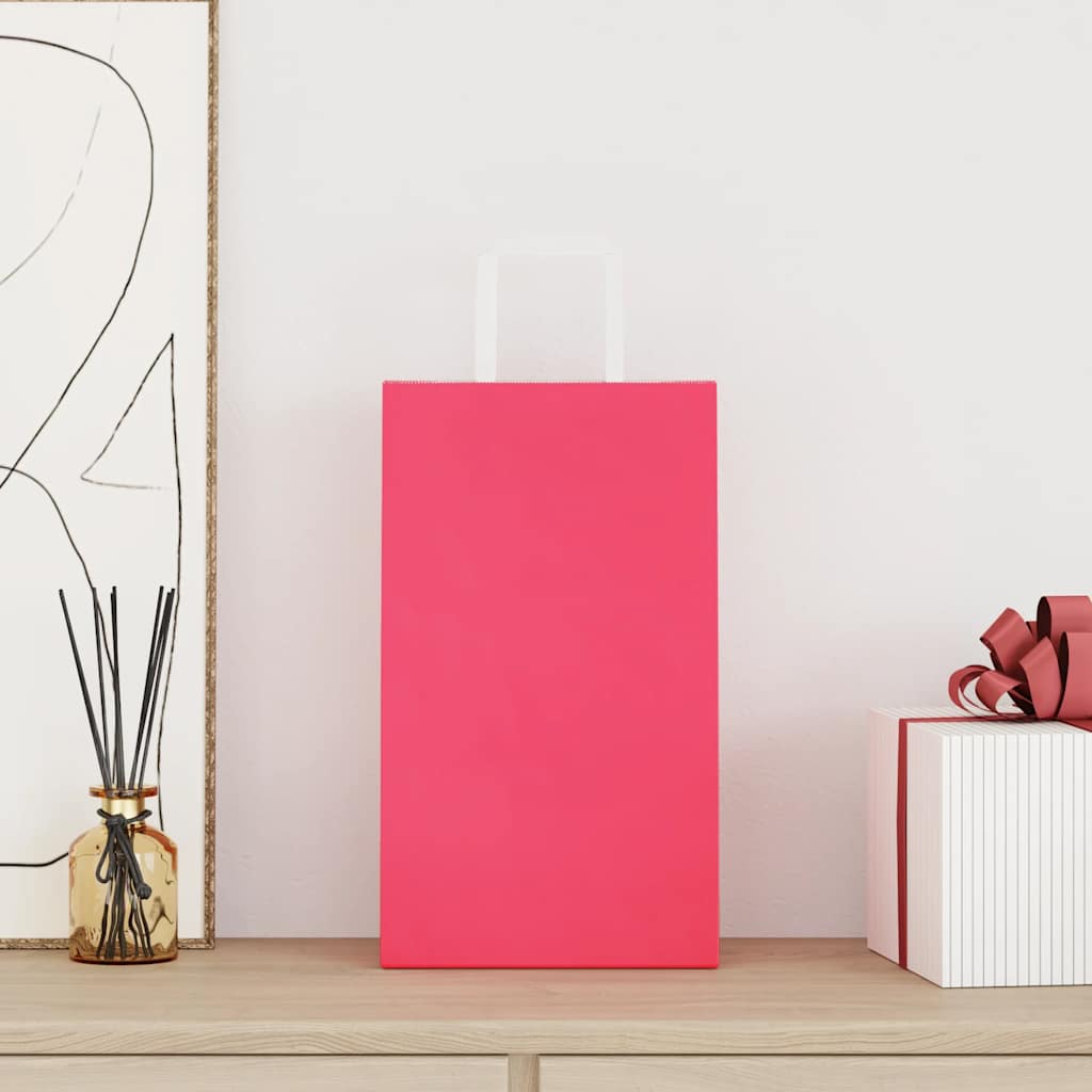 Paper Bags 250 pcs with Handles Pink 21x11x36 cm