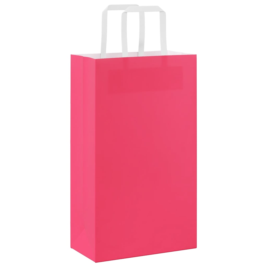 Paper Bags 250 pcs with Handles Pink 21x11x36 cm