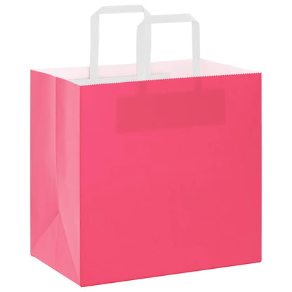 Paper Bags 250 pcs with Handles Pink 26x17x25 cm