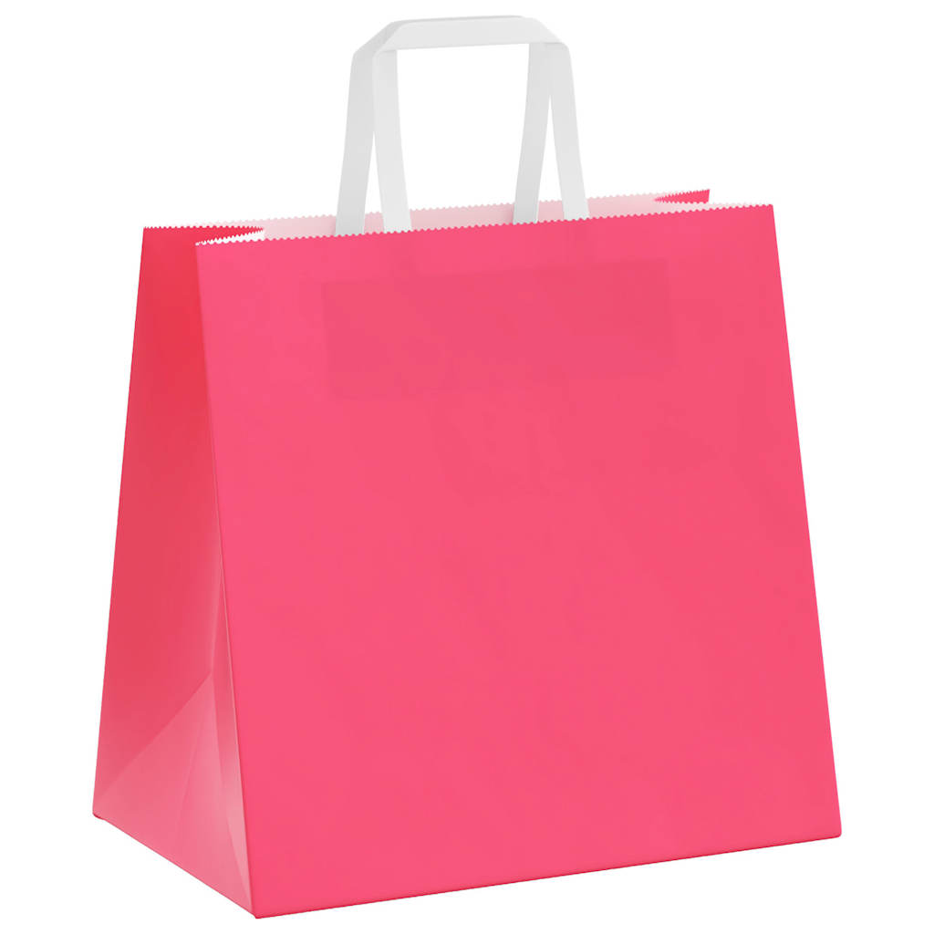 Paper Bags 250 pcs with Handles Pink 26x17x25 cm