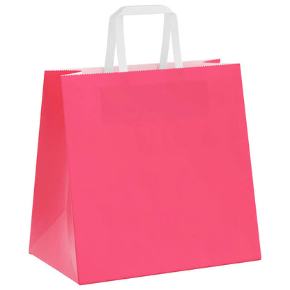 Paper Bags 250 pcs with Handles Pink 26x17x25 cm