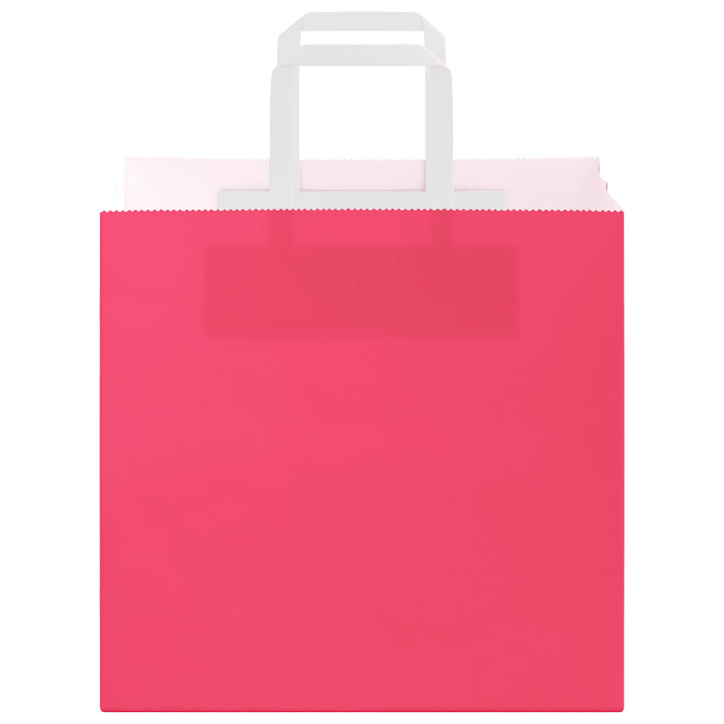 Paper Bags 250 pcs with Handles Pink 26x17x25 cm