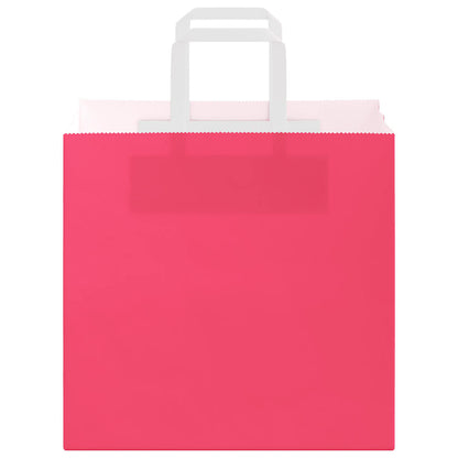 Paper Bags 250 pcs with Handles Pink 26x17x25 cm