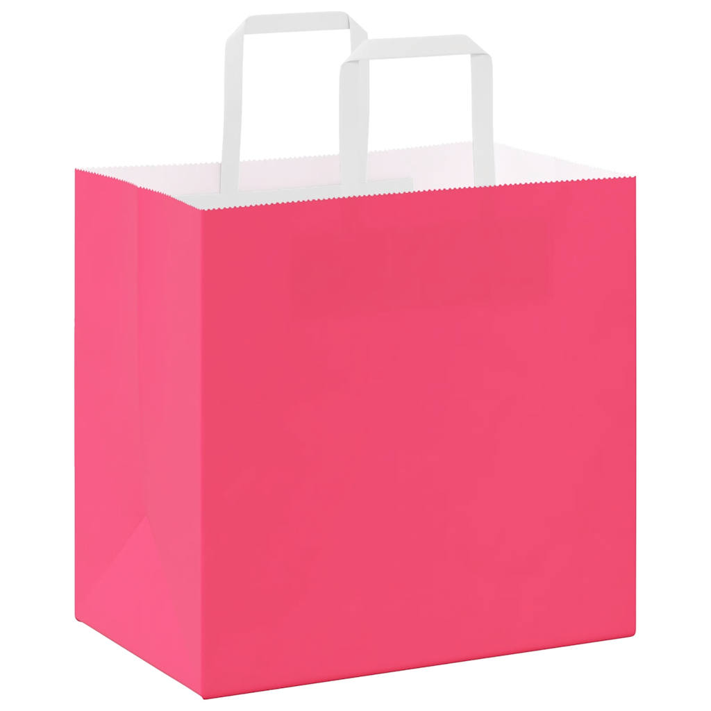 Paper Bags 250 pcs with Handles Pink 26x17x25 cm