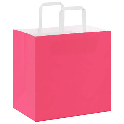 Paper Bags 250 pcs with Handles Pink 26x17x25 cm