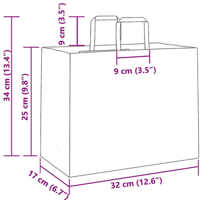 Paper Bags 250 pcs with Handles Pink 32x17x25 cm