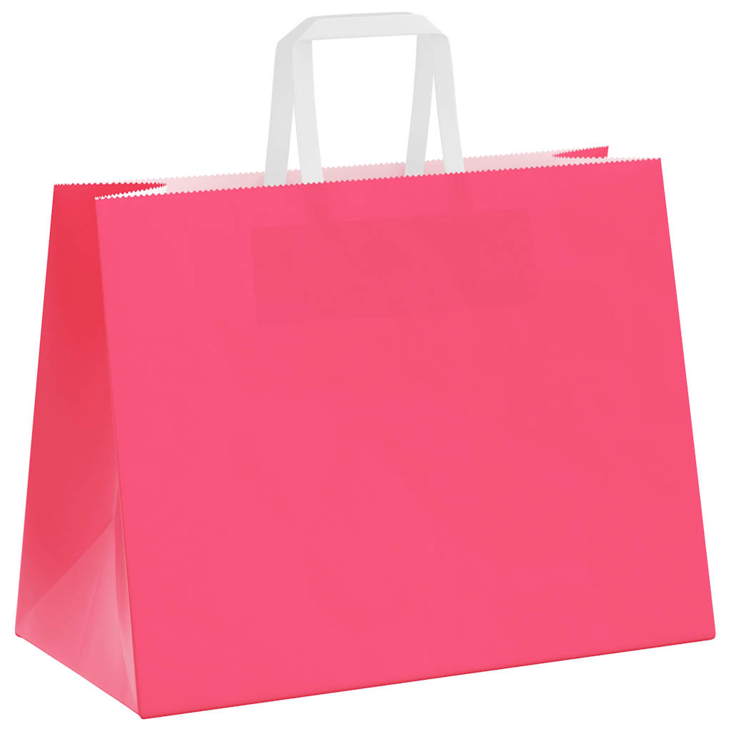 Paper Bags 250 pcs with Handles Pink 32x17x25 cm