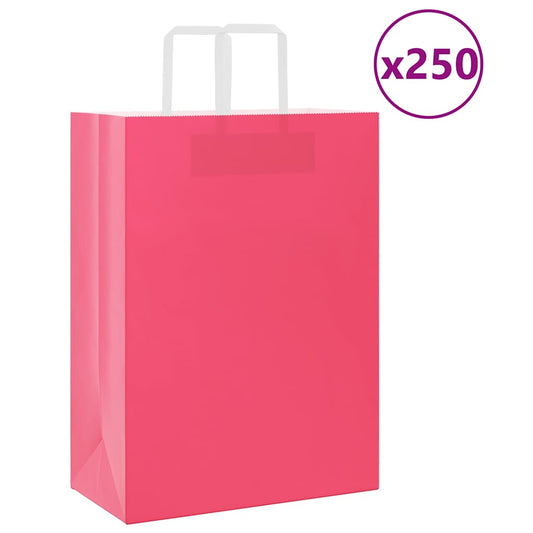 Paper Bags 250 pcs with Handles Pink 32x17x44 cm
