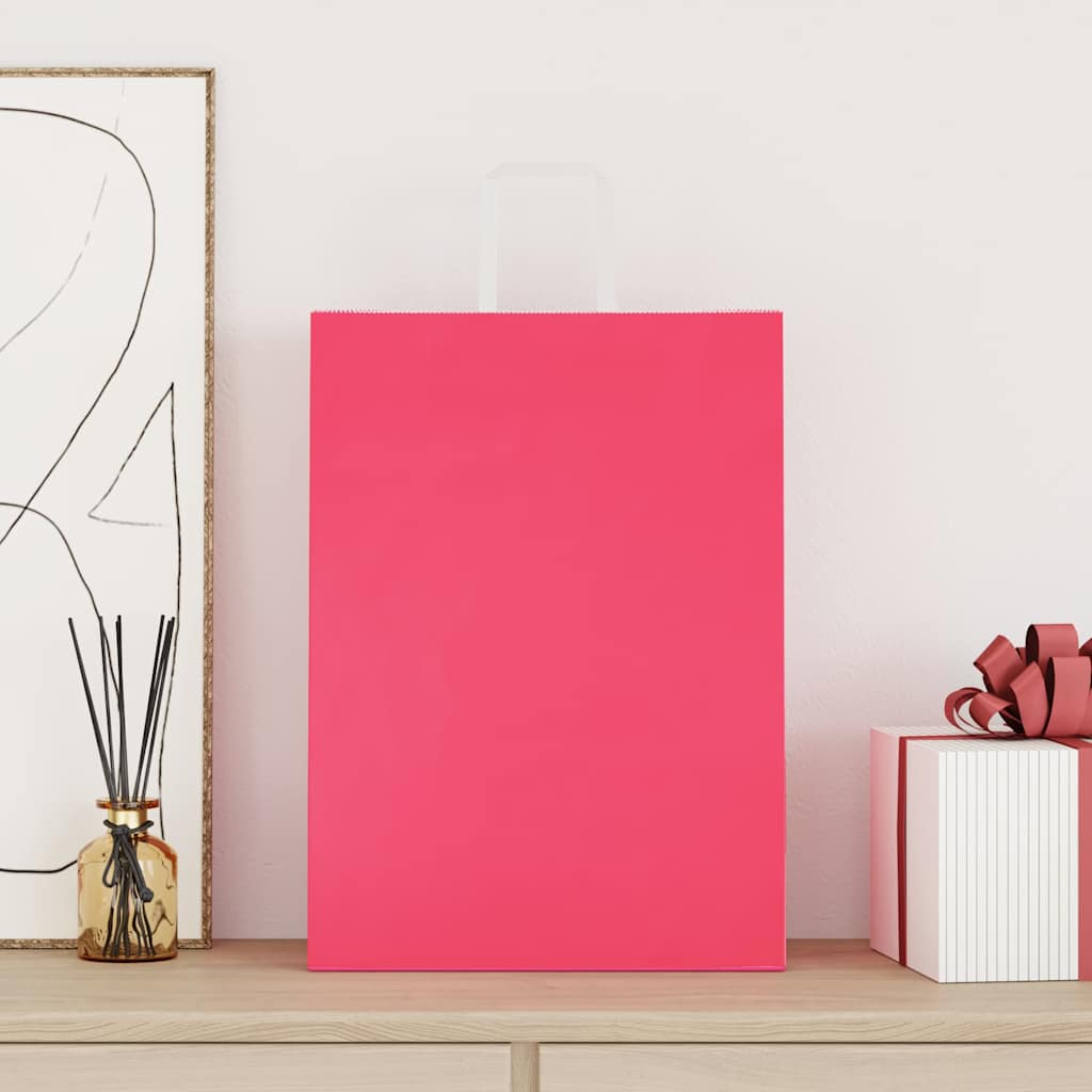 Paper Bags 250 pcs with Handles Pink 32x17x44 cm