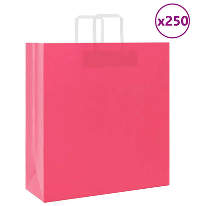 Paper Bags 250 pcs with Handles Pink 45x17x48 cm
