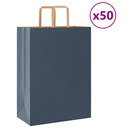 Paper Bags 50 pcs with Handles Blue 32x17x44 cm