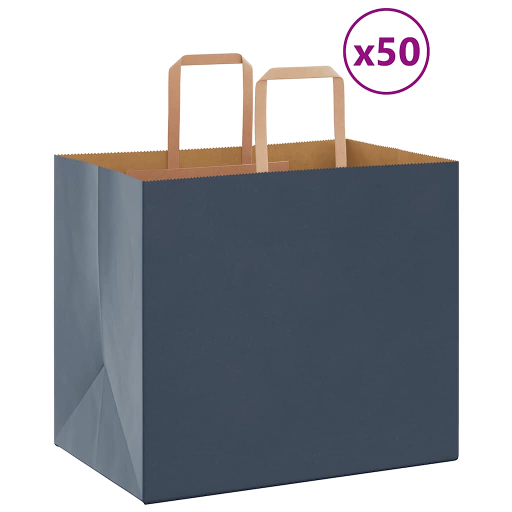 Paper Bags 50 pcs with Handles Blue 32x22x28 cm