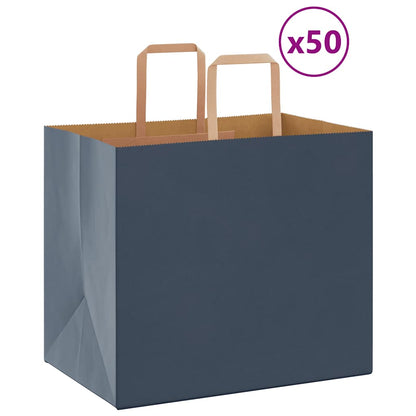 Paper Bags 50 pcs with Handles Blue 32x22x28 cm