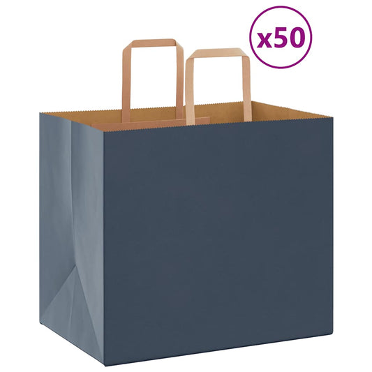 Paper Bags 50 pcs with Handles Blue 32x22x28 cm