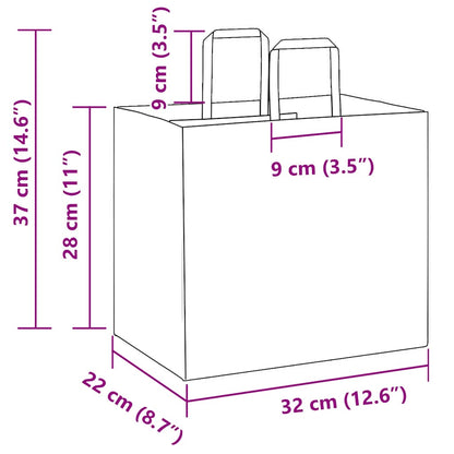 Paper Bags 50 pcs with Handles Blue 32x22x28 cm