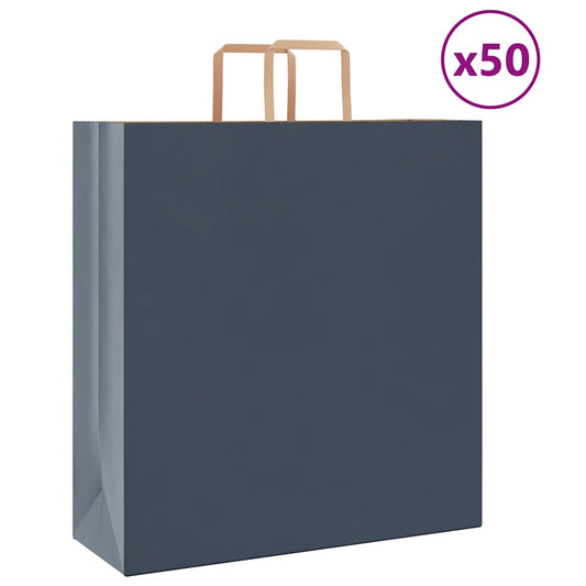 Paper Bags 50 pcs with Handles Blue 45x17x48 cm