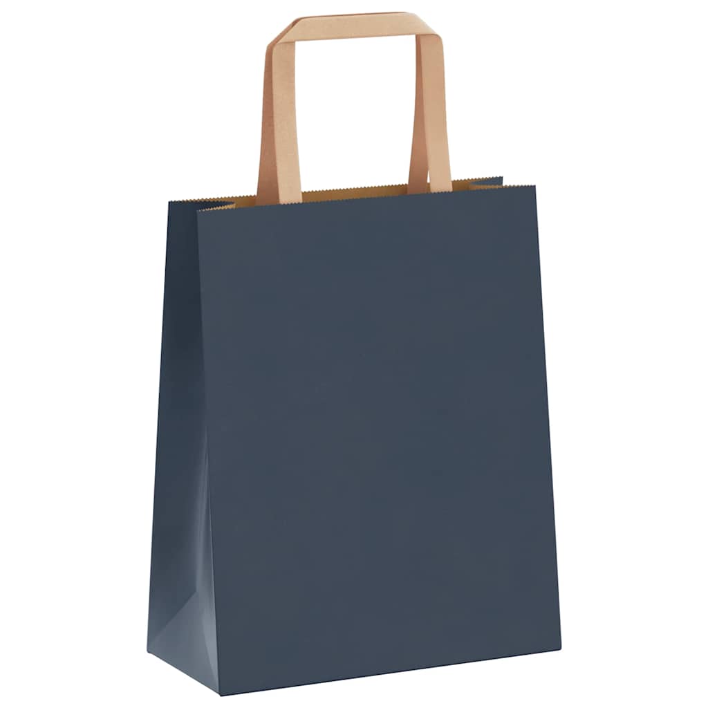Paper Bags 250 pcs with Handles Blue 18x8x22 cm