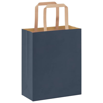 Paper Bags 250 pcs with Handles Blue 18x8x22 cm