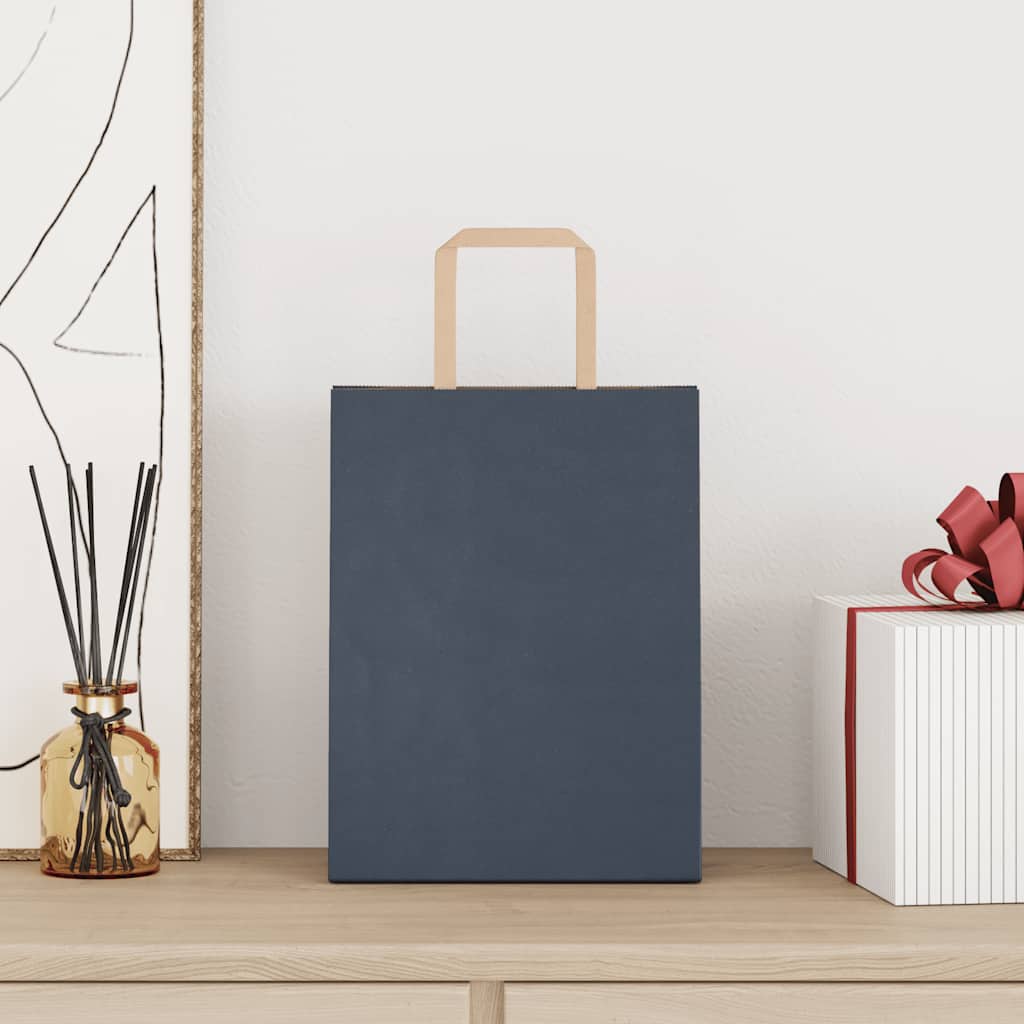 Paper Bags 250 pcs with Handles Blue 21x11x28 cm