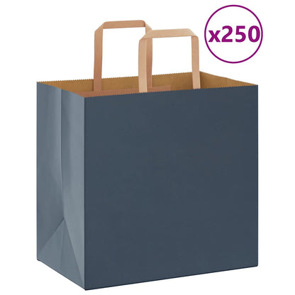 Paper Bags 250 pcs with Handles Blue 26x17x25 cm