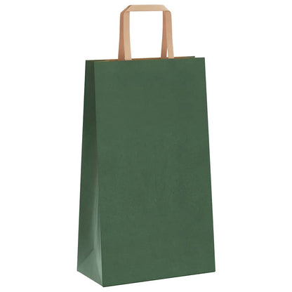 Paper Bags 50 pcs with Handles Green 21x11x36 cm