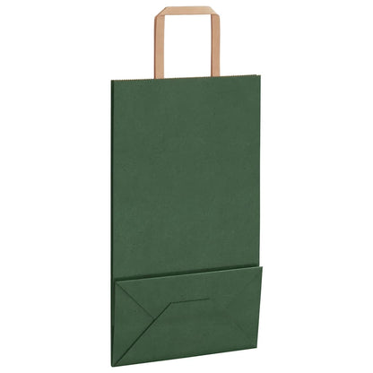 Paper Bags 50 pcs with Handles Green 21x11x36 cm