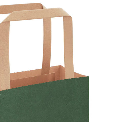 Paper Bags 50 pcs with Handles Green 21x11x36 cm