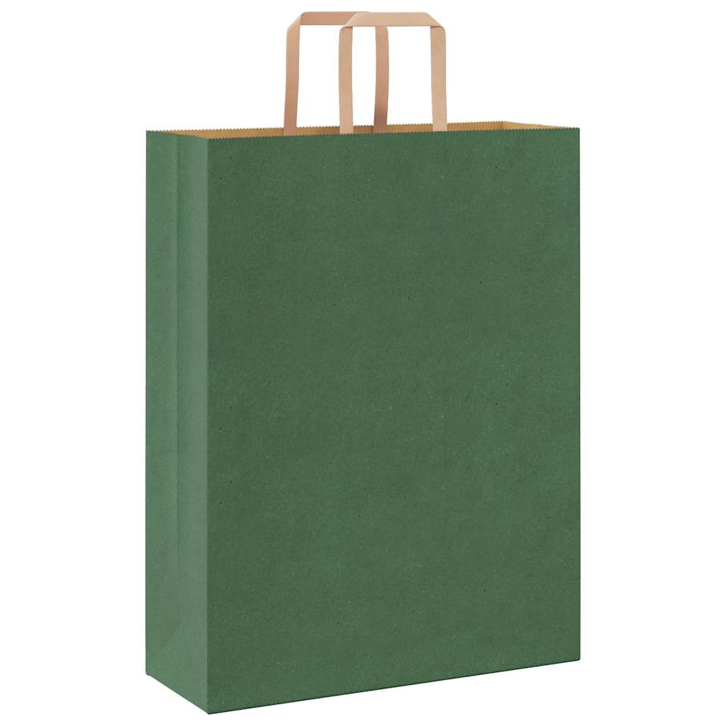 Paper Bags 50 pcs with Handles Green 32x12x42 cm