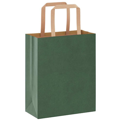 Paper Bags 250 pcs with Handles Green 18x8x22 cm