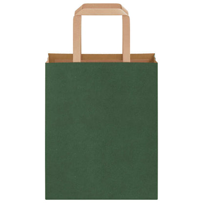 Paper Bags 250 pcs with Handles Green 18x8x22 cm