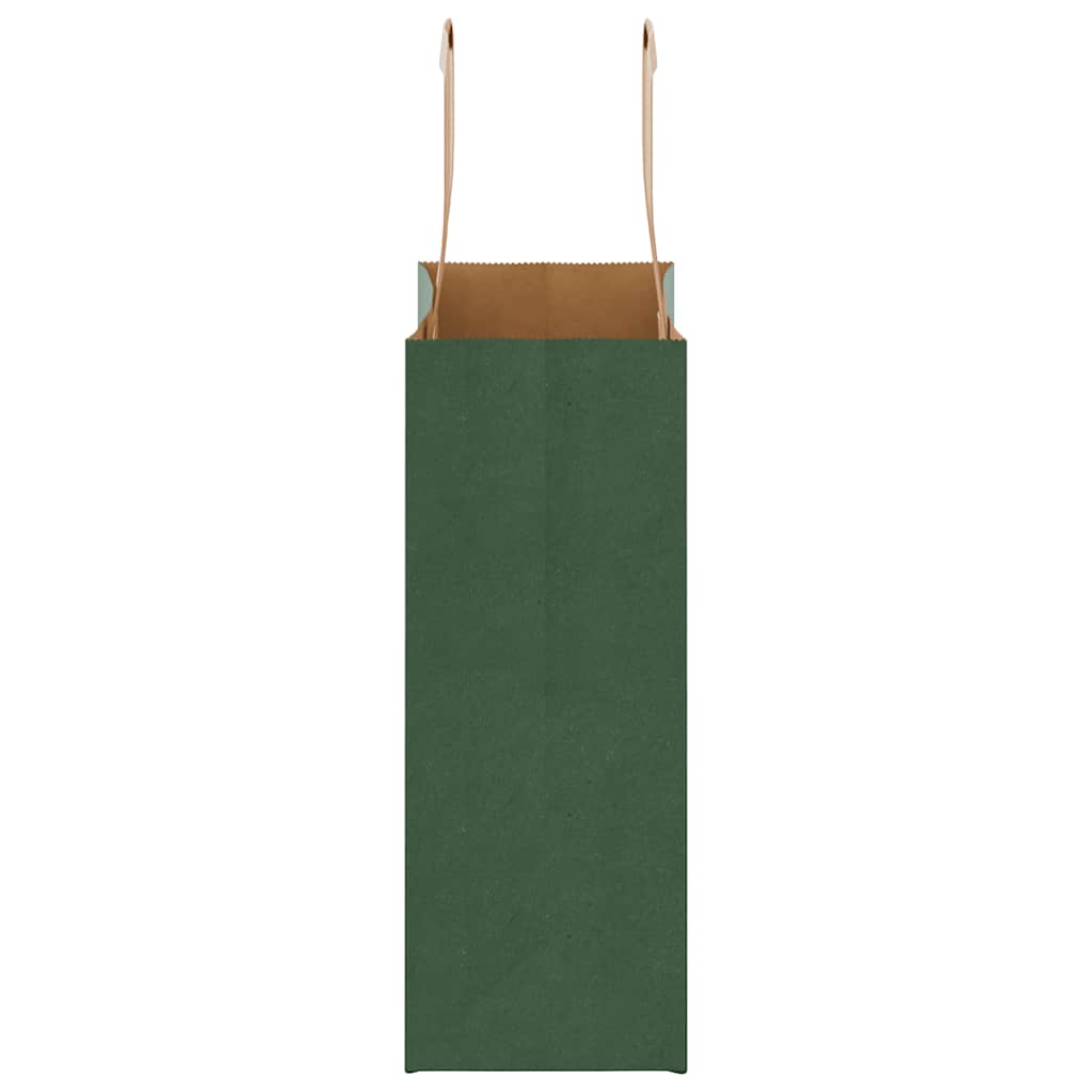 Paper Bags 250 pcs with Handles Green 18x8x22 cm