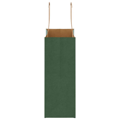 Paper Bags 250 pcs with Handles Green 18x8x22 cm