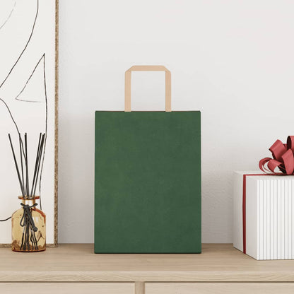 Paper Bags 250 pcs with Handles Green 21x11x28 cm
