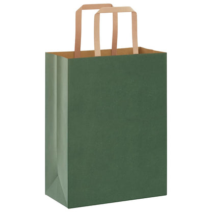 Paper Bags 250 pcs with Handles Green 21x11x28 cm