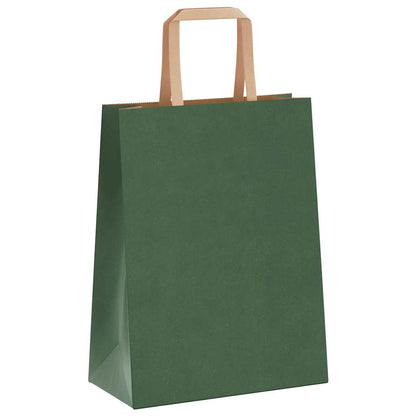 Paper Bags 250 pcs with Handles Green 21x11x28 cm