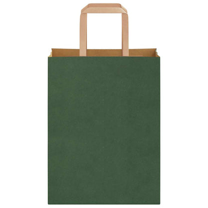 Paper Bags 250 pcs with Handles Green 21x11x28 cm
