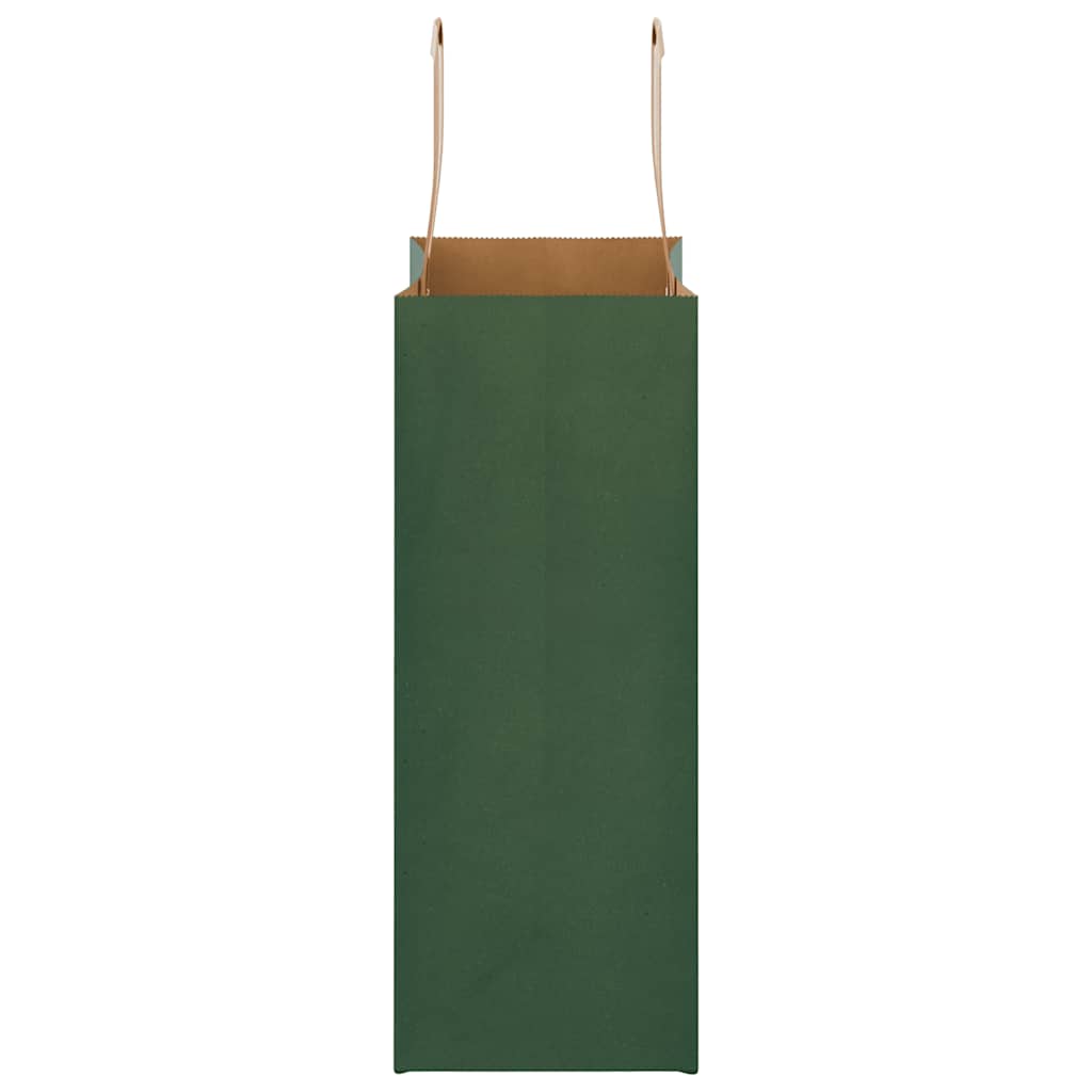 Paper Bags 250 pcs with Handles Green 21x11x28 cm