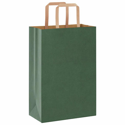 Paper Bags 250 pcs with Handles Green 21x11x31 cm