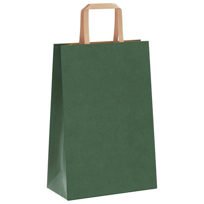 Paper Bags 250 pcs with Handles Green 21x11x31 cm