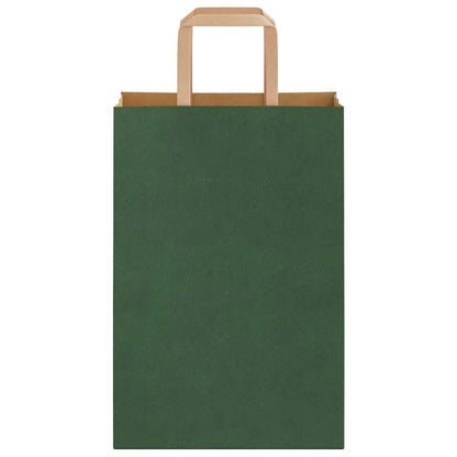 Paper Bags 250 pcs with Handles Green 21x11x31 cm
